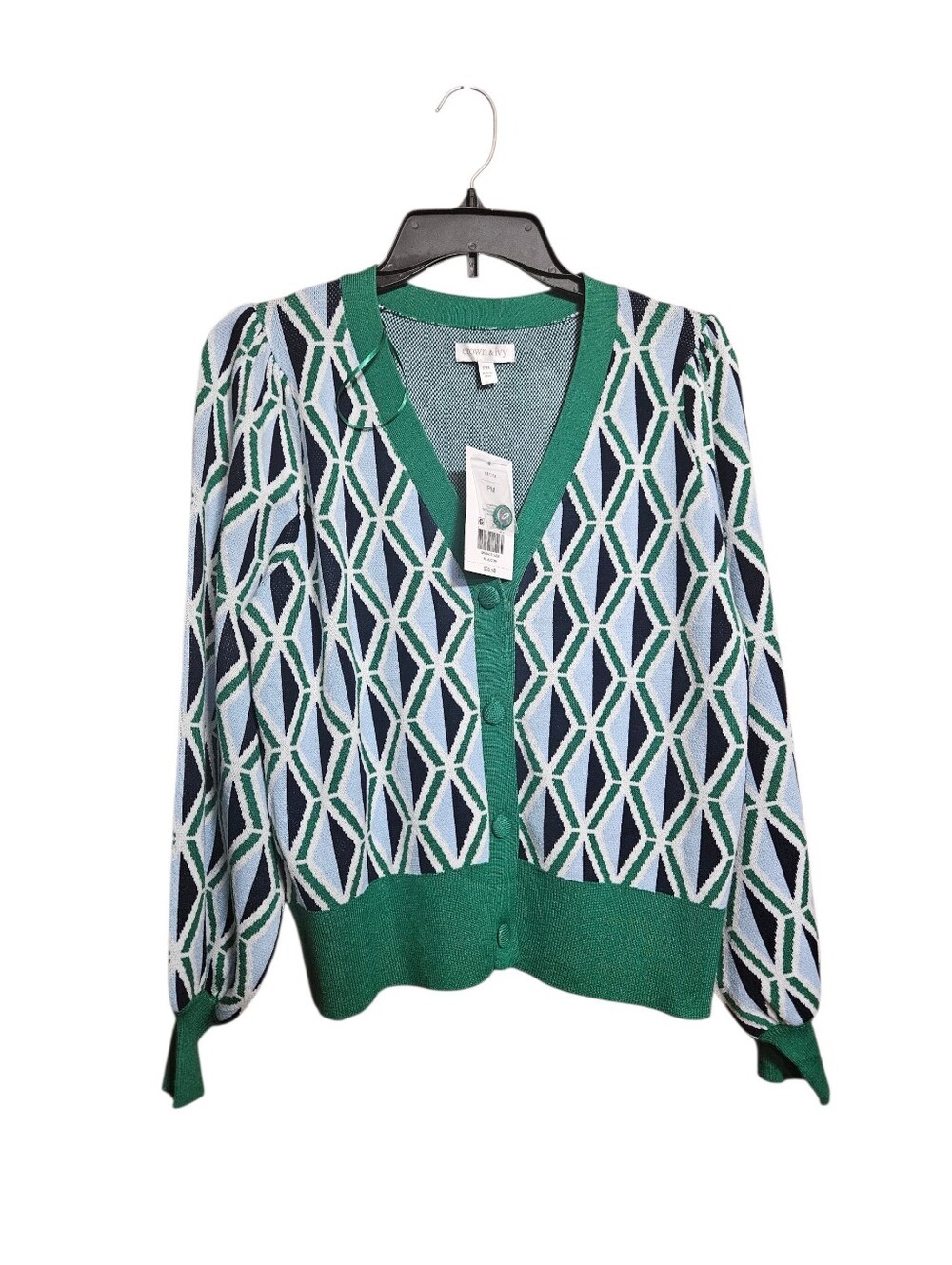 Crown And Ivy Womens Intarsia Knit Cropped Cardigan Size Petite Medium!